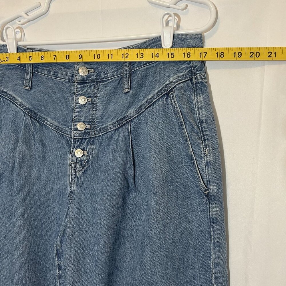 Madewell Women’s Super Wide Leg Jeans Size 31 Blue Button Fly High Rise - Picture 9 of 16